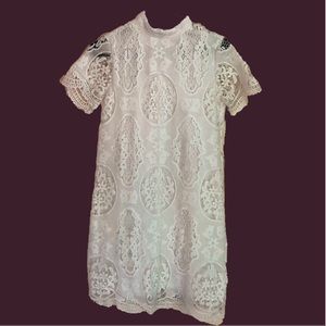 MISSGUIDED Mock Neck Lace Mini Dress